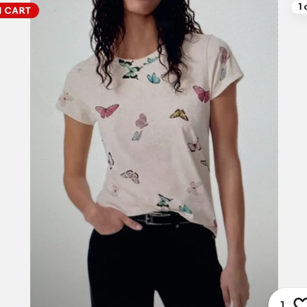 rag & bone Ozzy Butterfly Ivory Short Sleeve Tee